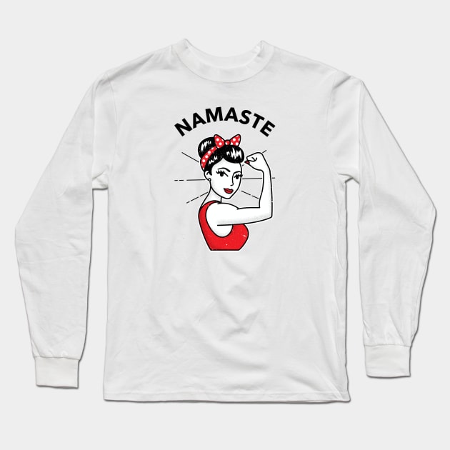 Namaste Rosie the Riveter Style Long Sleeve T-Shirt by DesignIndex